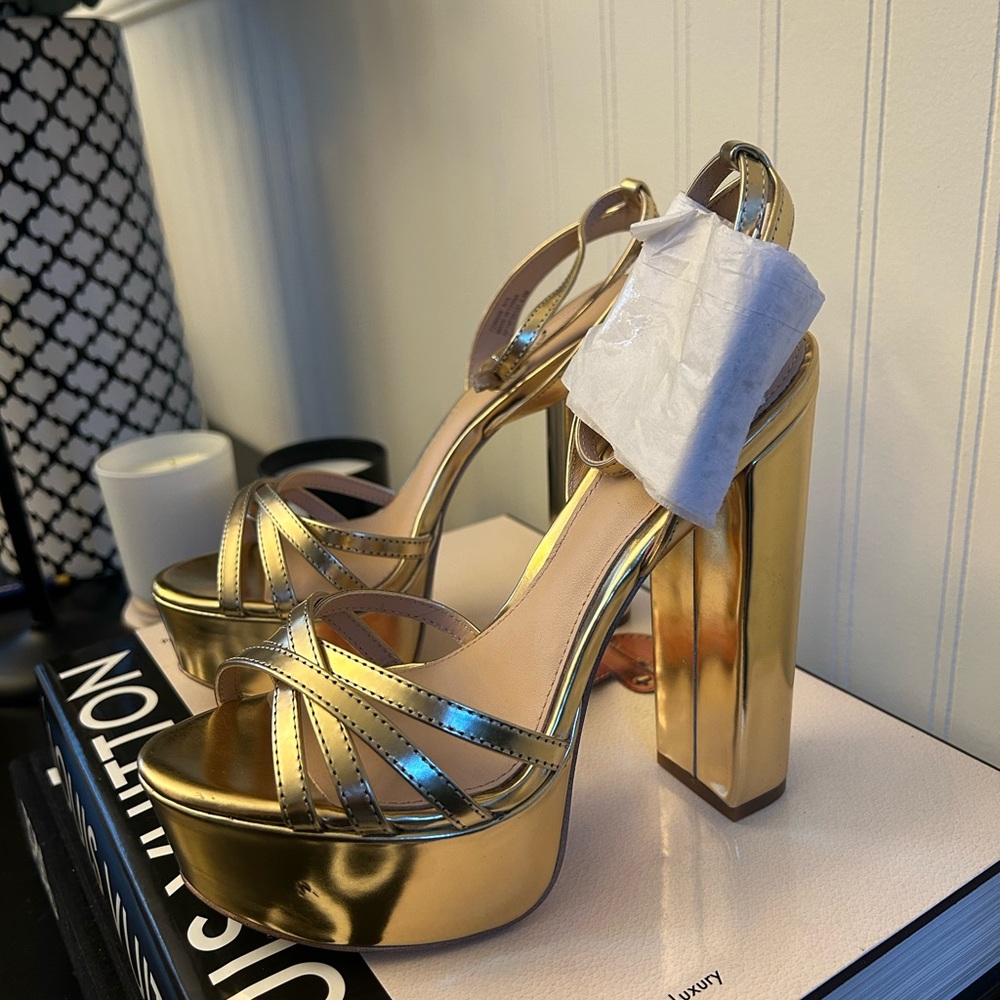 Rachel zoe metallic Gold Platform Heels - Picture 2 of 16